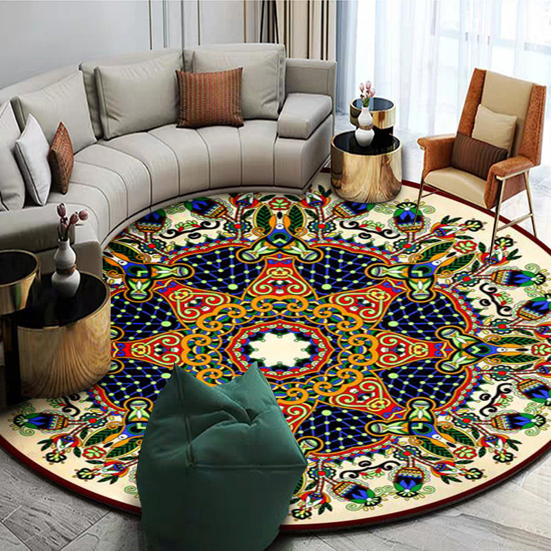 Avtoit | Exotic Mandala EKRAN RUG Multicolor Persian Carpet Synthetic Washable Pet-Friendly Non-Slip Rug for Living Room