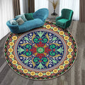 Avtoit | Colorfully patterned folk art printed carpet polyester Moroccan carpet with non-slip backing pet-friendly machine washable carpet for guest room