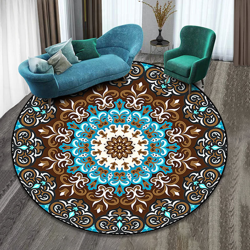 Avtoit | Colorfully patterned folk art printed carpet polyester Moroccan carpet with non-slip backing pet-friendly machine washable carpet for guest room