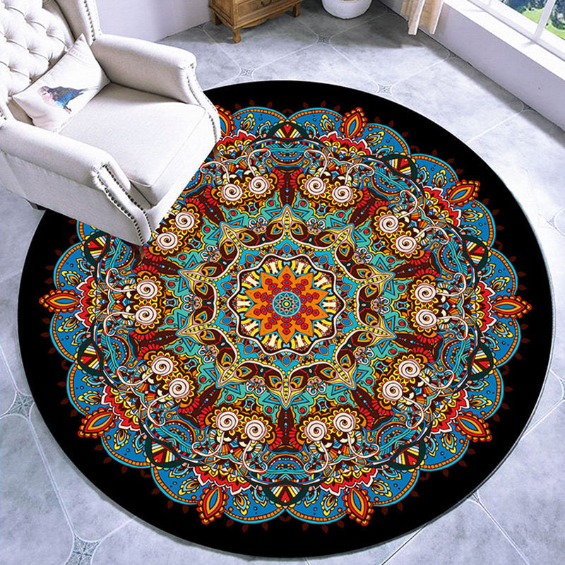 Avtoit | Stylish multicolored paisley print rug polypropylene Moroccan rug machine washable non-slip stain-resistant rug for lounge