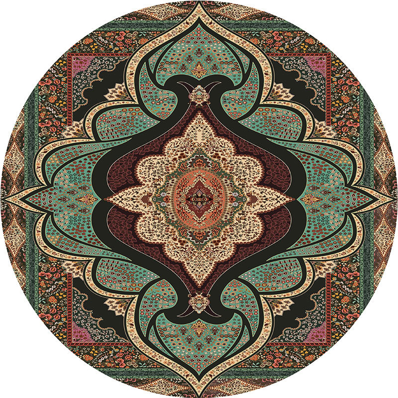 Avtoit | Olden Turkish Folk Art Carpet Multicolored Persian Carpet Polyester Non-Slip Stain-Resistant Washable Rug for the Room