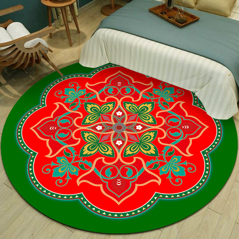Avtoit | Exotic Multicolor Mandala Rug Polypropylene Moroccan Rug Pet Friendly Machine Washable Non-Slip Backing Rug for Bedroom