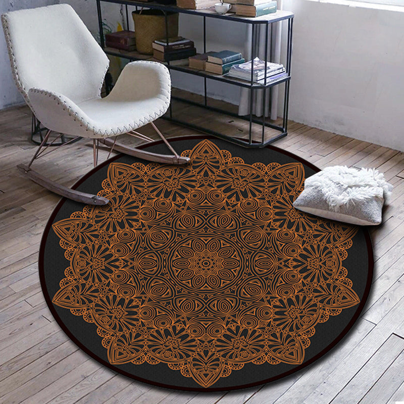Avtoit | Folks Multicolor Mandala Rug Synthetic Moroccan Rug Machine Washable Non-Slip Pet Friendly Living Room Rug