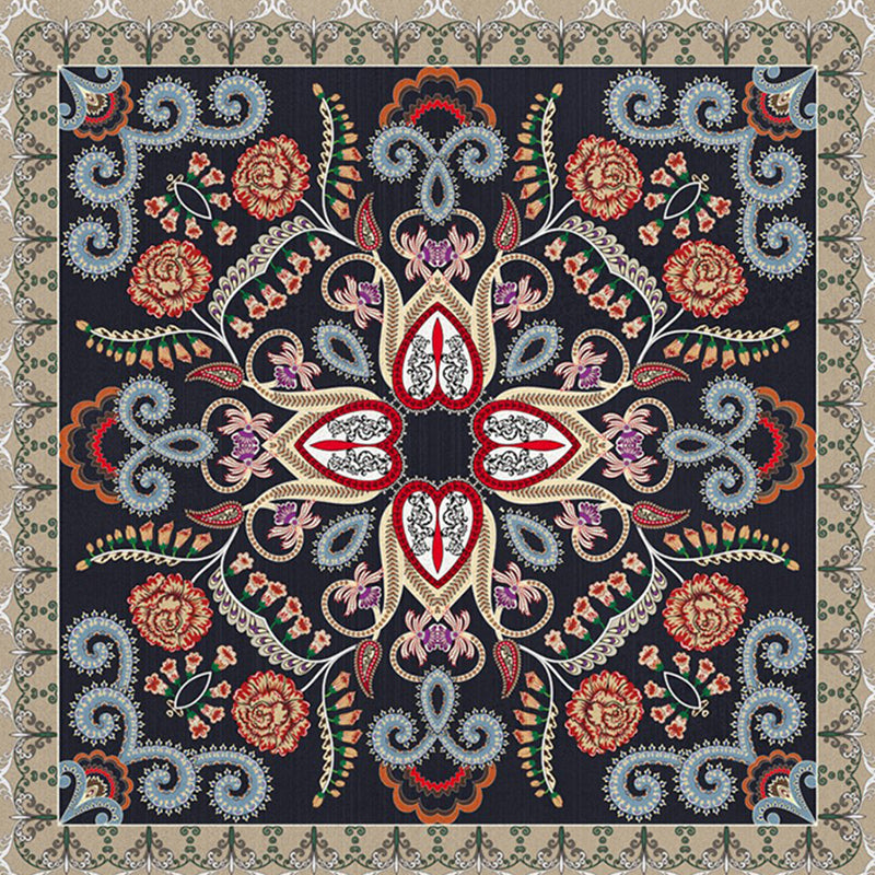 Avtoit | Shabby Chic Floral Area Rug Multicolor Persian Carpet Polypropylene Anti-Slip Backing Washable Pet-Friendly Rug for Foyer
