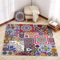 Avtoit | Moroccan Mandala Patchwork Carpet Colorful Polyester Carpet Pet Friendly Non-Slip Machine Washable Carpet for Large Room