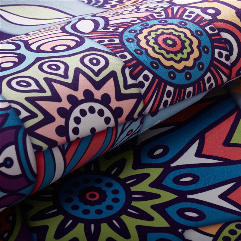 Avtoit | Moroccan Mandala Patchwork Carpet Colorful Polyester Carpet Pet Friendly Non-Slip Machine Washable Carpet for Large Room