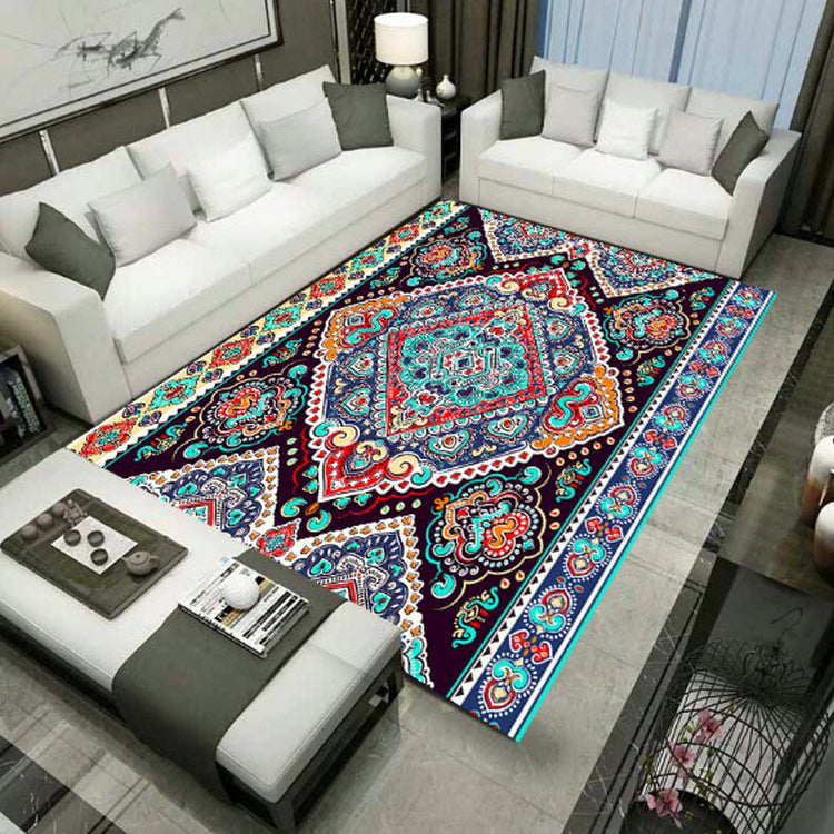 Avtoit | Large Persian rug multicolored jacquard-printed rug washable non-slip backing pet-friendly rug for the living room