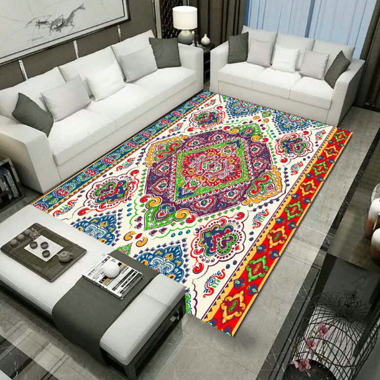 Avtoit | Large Persian rug multicolored jacquard-printed rug washable non-slip backing pet-friendly rug for the living room