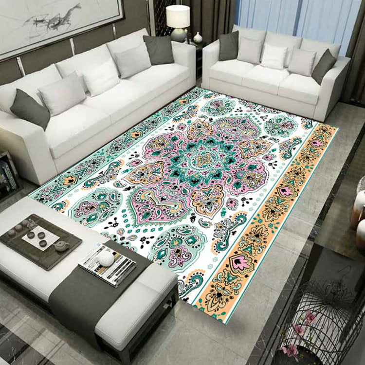 Avtoit | Large Persian rug multicolored jacquard-printed rug washable non-slip backing pet-friendly rug for the living room