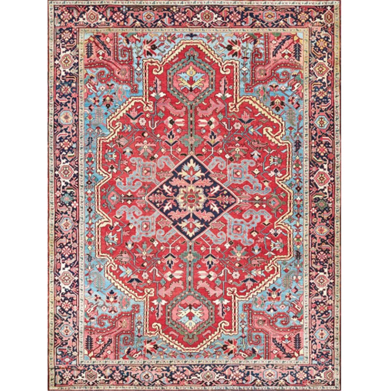 Avtoit | Persian Home Rug Multicolored Symmetrical Print Rug Polyester Non-Slip Backing Machine Washable Stain Resistant Rug