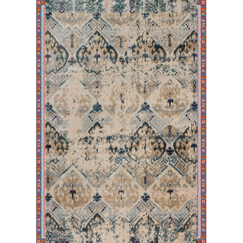 Avtoit | Persian Home Rug Multicolored Symmetrical Print Rug Polyester Non-Slip Backing Machine Washable Stain Resistant Rug