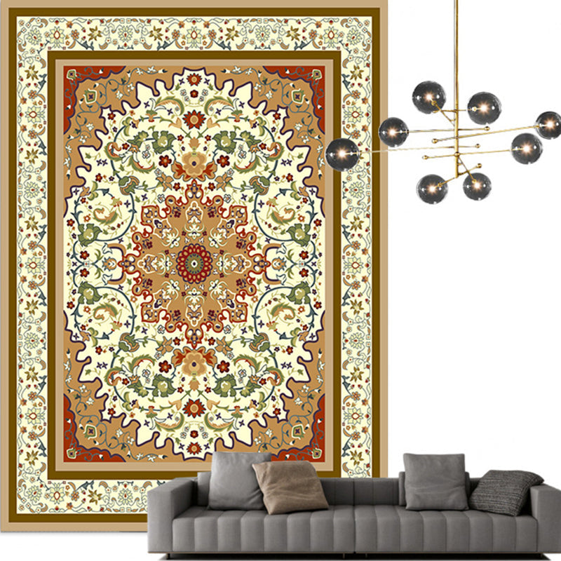 Avtoit | Traditional Multicolored Moroccan Carpet Polypropylene Floral Carpet Non-Slip Backing Pet Friendly Stain Resistant Carpet for Living Room
