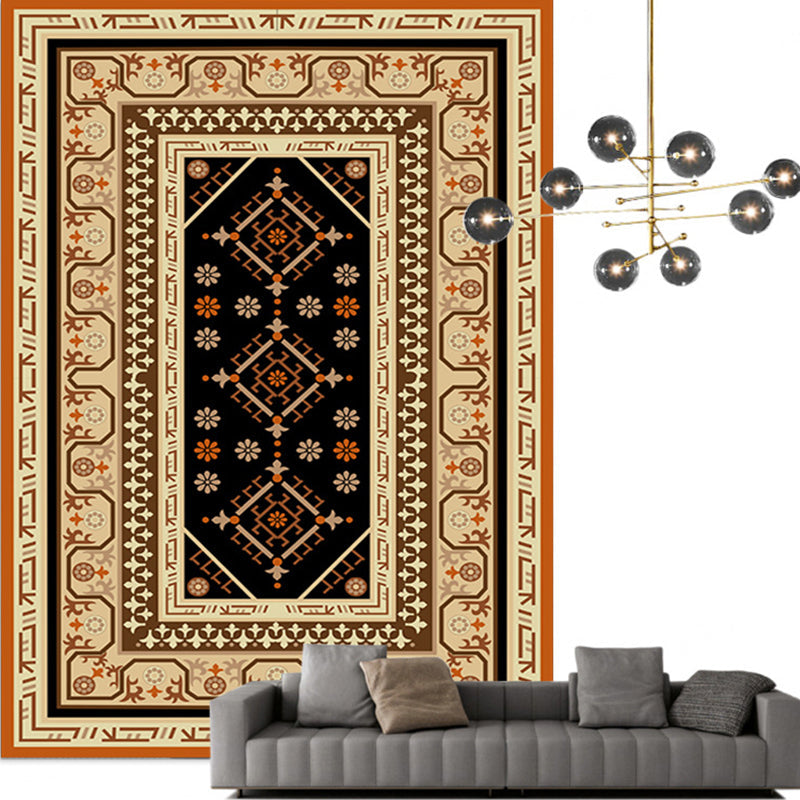 Avtoit | Traditional Multicolored Moroccan Carpet Polypropylene Floral Carpet Non-Slip Backing Pet Friendly Stain Resistant Carpet for Living Room