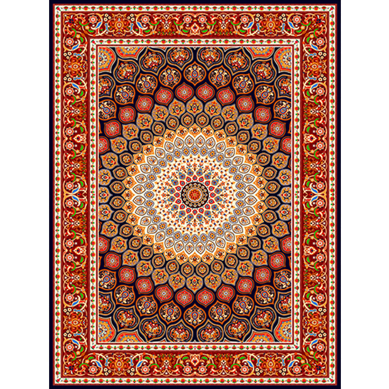 Avtoit | Moroccan Style Bedroom Rug Multicolor Floral Pattern Rug Polyester Washable Pet Friendly Non-Slip Back Rug