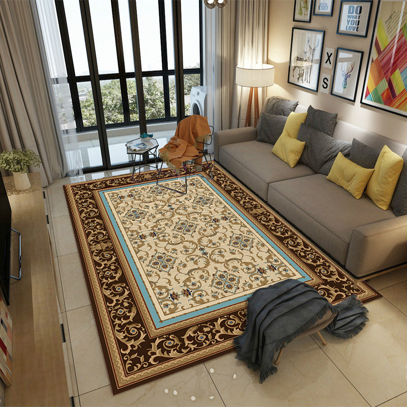 Avtoit | Moroccan Style Bedroom Rug Multicolor Floral Pattern Rug Polyester Washable Pet Friendly Non-Slip Back Rug