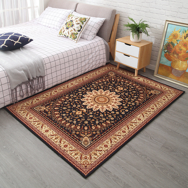 Avtoit | Moroccan Style Bedroom Rug Multicolor Floral Pattern Rug Polyester Washable Pet Friendly Non-Slip Back Rug