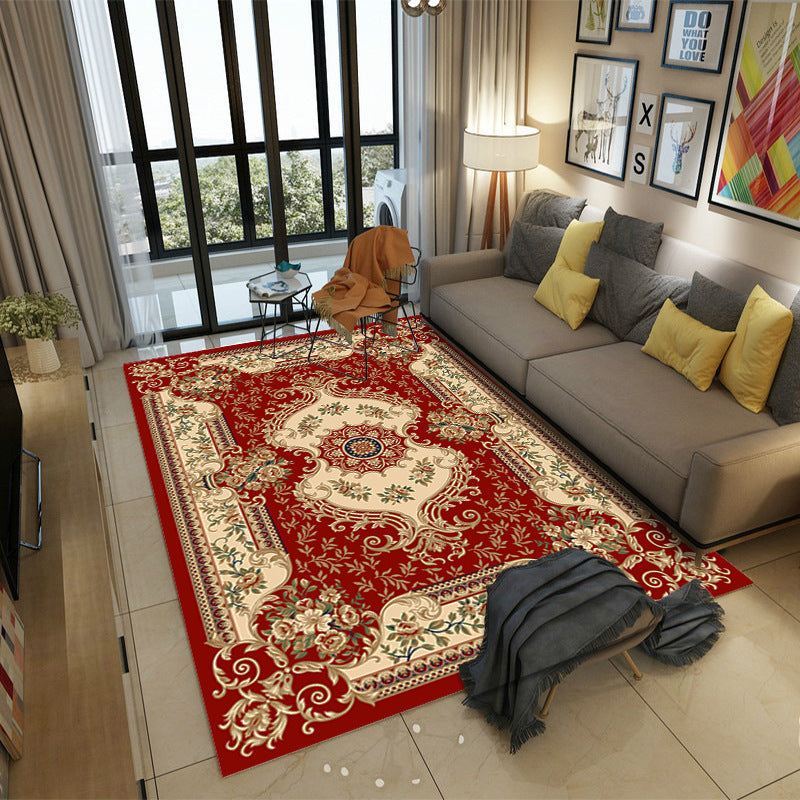 Avtoit | Moroccan Style Bedroom Rug Multicolor Floral Pattern Rug Polyester Washable Pet Friendly Non-Slip Back Rug