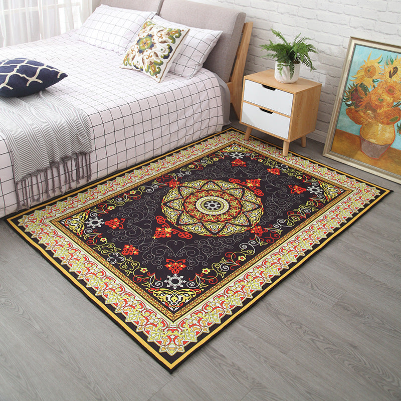 Avtoit | Moroccan Style Bedroom Rug Multicolor Floral Pattern Rug Polyester Washable Pet Friendly Non-Slip Back Rug