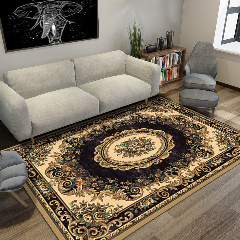 Avtoit | Moroccan Style Bedroom Rug Multicolor Floral Pattern Rug Polyester Washable Pet Friendly Non-Slip Back Rug