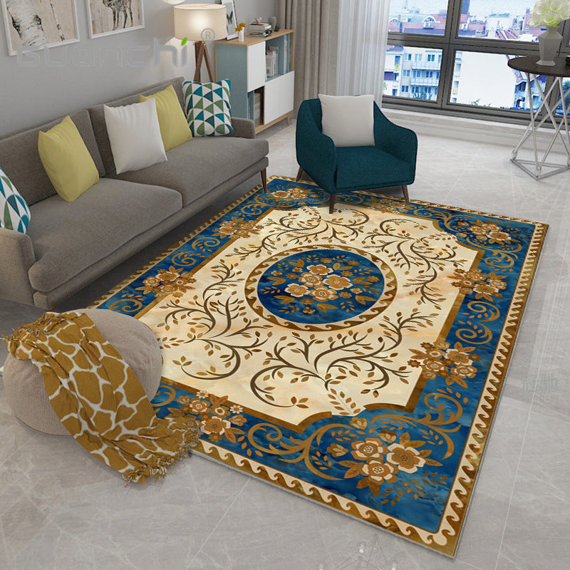 Avtoit | Moroccan Style Bedroom Rug Multicolor Floral Pattern Rug Polyester Washable Pet Friendly Non-Slip Back Rug
