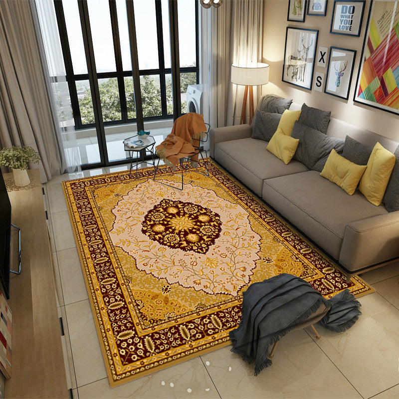 Avtoit | Moroccan Style Bedroom Rug Multicolor Floral Pattern Rug Polyester Washable Pet Friendly Non-Slip Back Rug