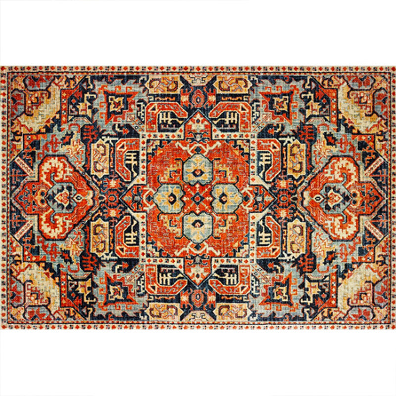 Avtoit | Rustic Tribal Print Area Rug Multicolored Moroccan Rug Synthetic Washable Non-Slip Pet-Friendly Rug for the Room
