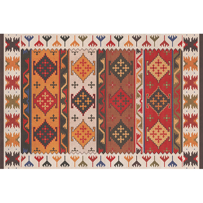 Avtoit | Rustic Tribal Print Area Rug Multicolored Moroccan Rug Synthetic Washable Non-Slip Pet-Friendly Rug for the Room