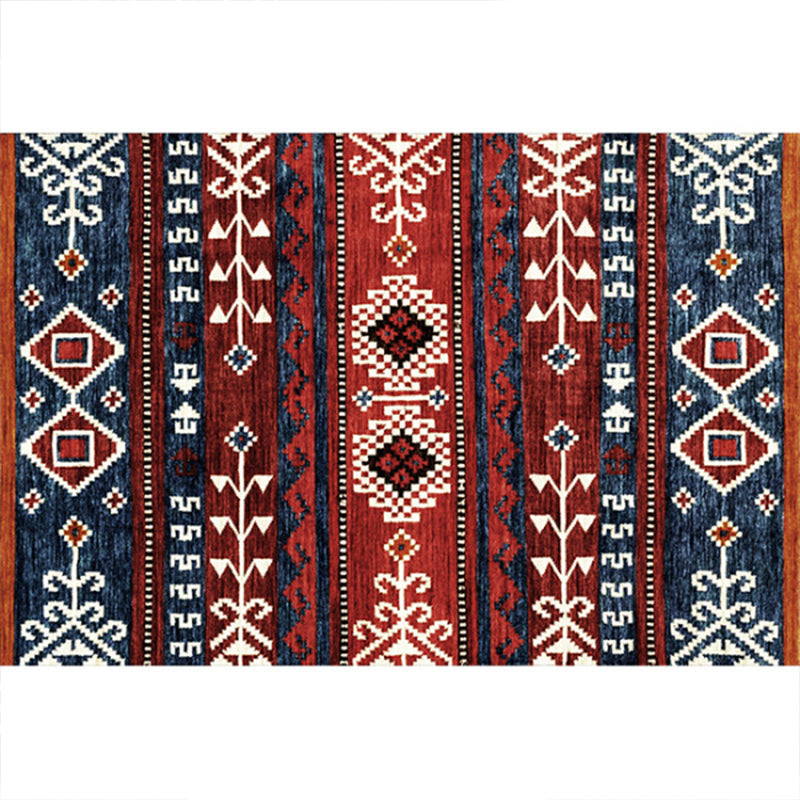Avtoit | Rustic Tribal Print Area Rug Multicolored Moroccan Rug Synthetic Washable Non-Slip Pet-Friendly Rug for the Room