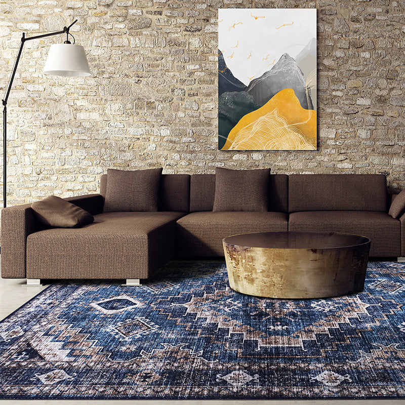 Avtoit | Moroccan Style Print Carpet Multicolor Polyester Carpet Non-Slip Pet-Friendly Machine Washable Carpet for Living Room