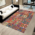 Avtoit | Multicolored floral mosaic print carpet polypropylene Moroccan indoor carpet machine washable non-slip backing pet-friendly carpet for home