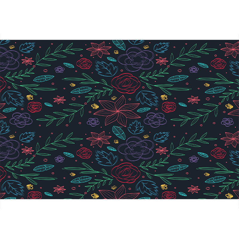 Avtoit | Multicolored floral mosaic print carpet polypropylene Moroccan indoor carpet machine washable non-slip backing pet-friendly carpet for home