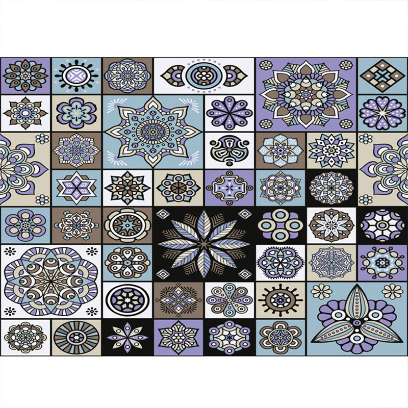 Avtoit | Multicolored floral mosaic print carpet polypropylene Moroccan indoor carpet machine washable non-slip backing pet-friendly carpet for home