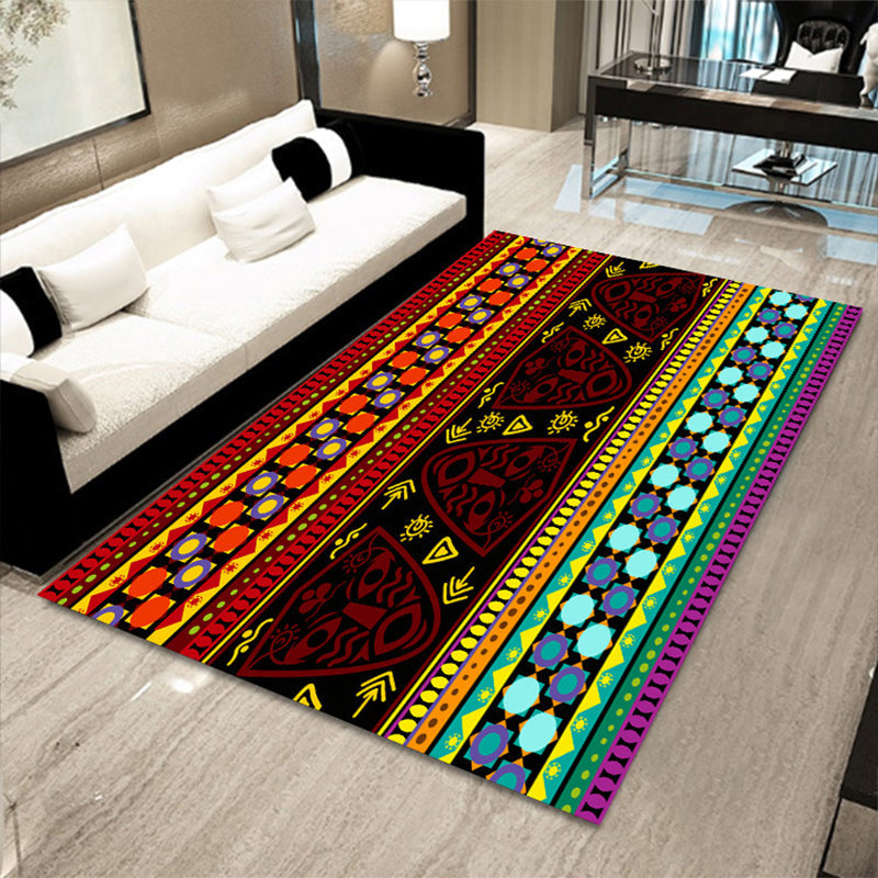 Avtoit | Multicolored floral mosaic print carpet polypropylene Moroccan indoor carpet machine washable non-slip backing pet-friendly carpet for home