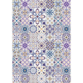 Avtoit | Moroccan Mosaic Print Carpet Multicolored Polyester Rug Non-Slip Back Washable Pet-Friendly Rug for Living Room