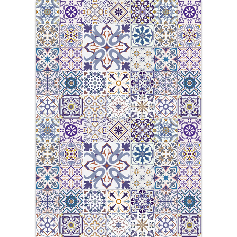 Avtoit | Moroccan Mosaic Print Carpet Multicolored Polyester Rug Non-Slip Back Washable Pet-Friendly Rug for Living Room