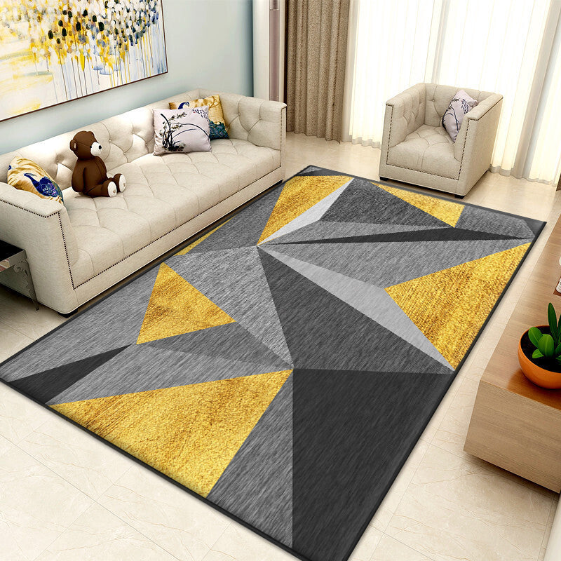 Avtoit | Nice 3D Effect Triangle Rug Multicolor Contemporary Rug Polypropylene Machine Washable Pet Friendly Non-Slip Rug for Home