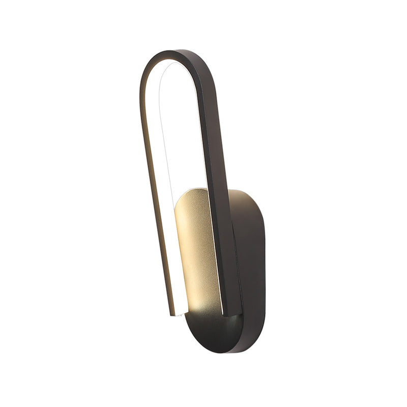 Avtoit | Simple Wall Light Black/White Half Oval LED Wall Light with Acrylic Shade, Warm/White Light