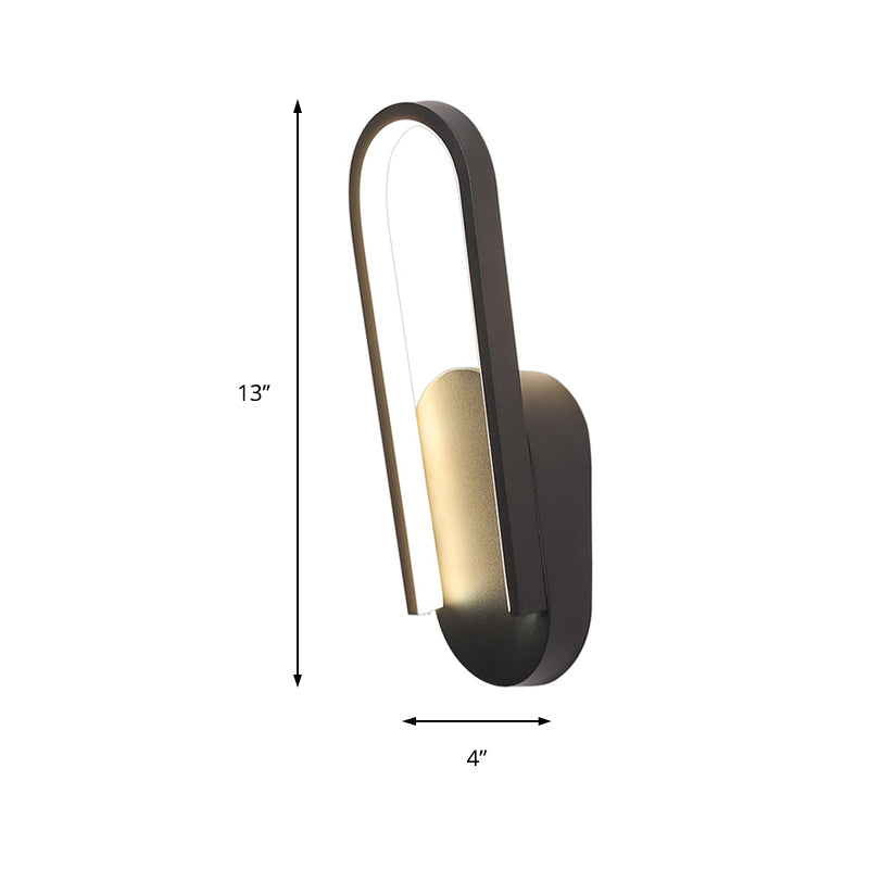 Avtoit | Simple Wall Light Black/White Half Oval LED Wall Light with Acrylic Shade, Warm/White Light