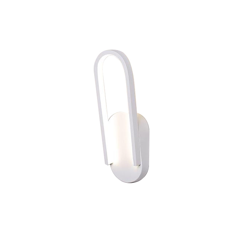 Avtoit | Simple Wall Light Black/White Half Oval LED Wall Light with Acrylic Shade, Warm/White Light