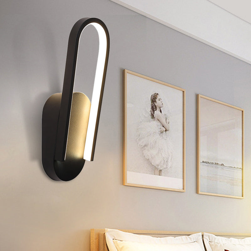 Avtoit | Simple Wall Light Black/White Half Oval LED Wall Light with Acrylic Shade, Warm/White Light