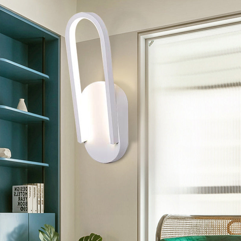 Avtoit | Simple Wall Light Black/White Half Oval LED Wall Light with Acrylic Shade, Warm/White Light