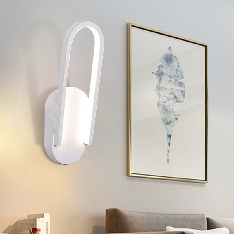 Avtoit | Simple Wall Light Black/White Half Oval LED Wall Light with Acrylic Shade, Warm/White Light