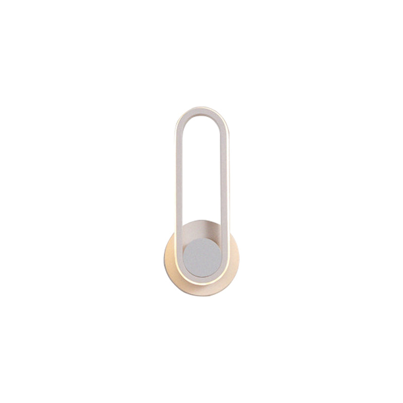 Avtoit | Minimalistic Oblong-Ring Wall Light Acrylic Shade LED Bed Lamp in Black/White, Warm/White Light