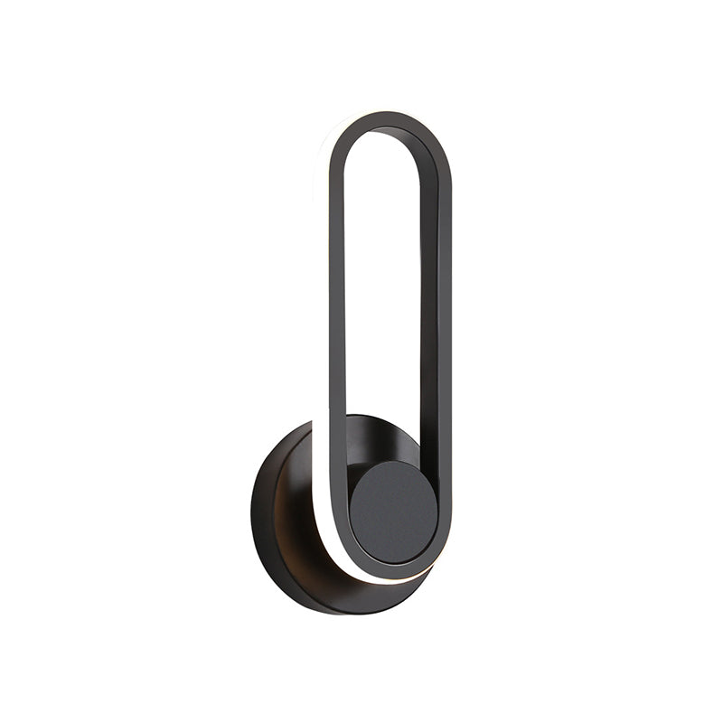 Avtoit | Minimalistic Oblong-Ring Wall Light Acrylic Shade LED Bed Lamp in Black/White, Warm/White Light