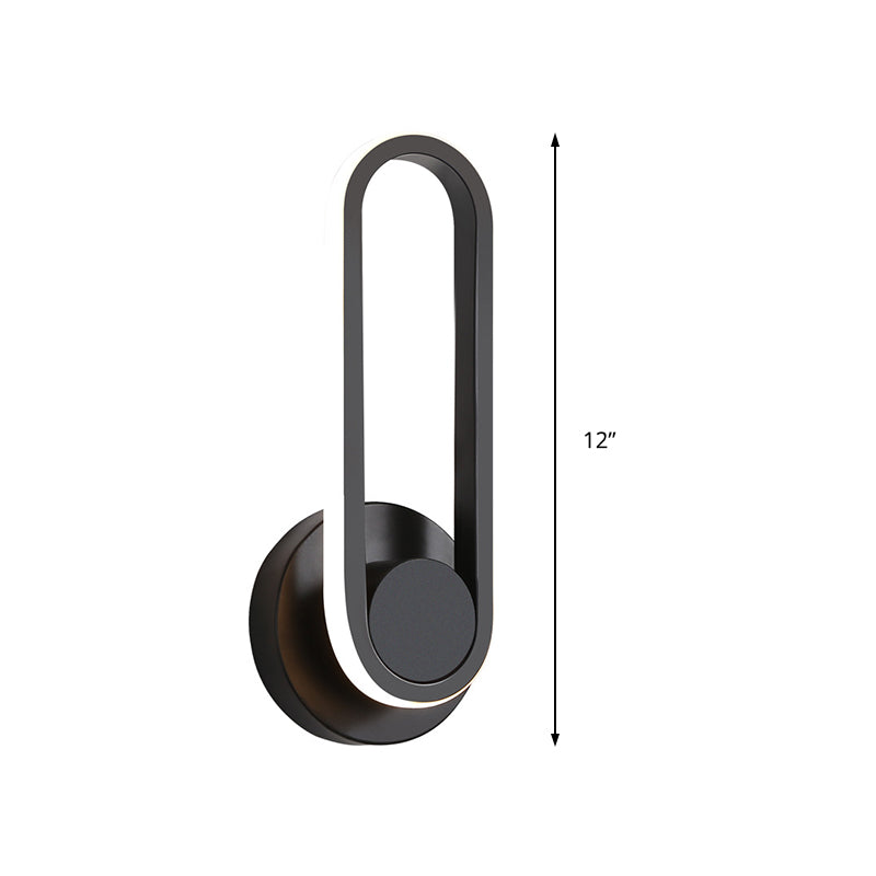 Avtoit | Minimalistic Oblong-Ring Wall Light Acrylic Shade LED Bed Lamp in Black/White, Warm/White Light