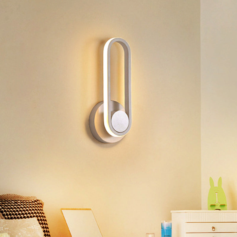 Avtoit | Minimalistic Oblong-Ring Wall Light Acrylic Shade LED Bed Lamp in Black/White, Warm/White Light