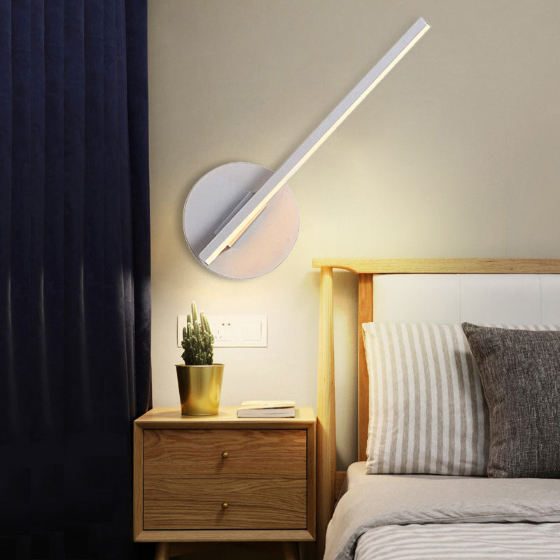 Avtoit | Black/White Linear Wall Lamp Minimal Acrylic LED Wall Light for Bedroom in Warm/White Light
