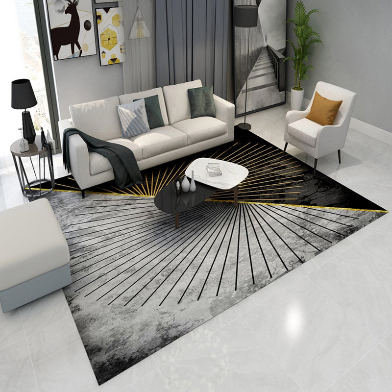 Avtoit | Simple Geometric Print Rug Multi-Colored Modern Carpet Polypropylene Non-Slip Backing Stain Resistant Washable Rug for Home