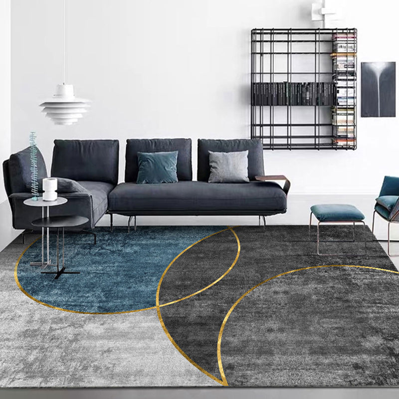 Avtoit | Simple Geometric Print Rug Multi-Colored Modern Carpet Polypropylene Non-Slip Backing Stain Resistant Washable Rug for Home