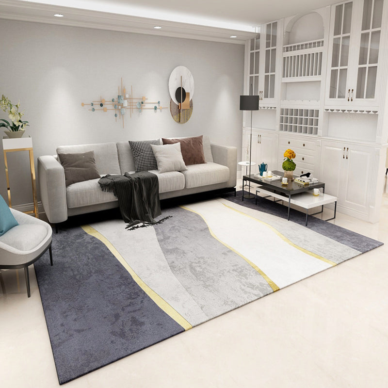 Avtoit | Simple Geometric Print Rug Multi-Colored Modern Carpet Polypropylene Non-Slip Backing Stain Resistant Washable Rug for Home